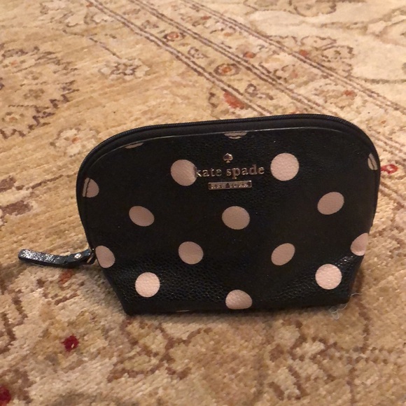 Kate spade New York morgan sunshine dot polka cosmetic travel bag case black - Picture 3 of 9